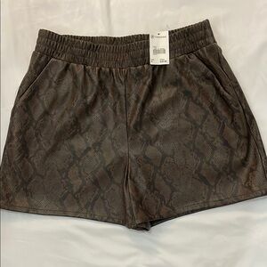Versona Vegan Leather Snake Print Shorts - Brown with Black
